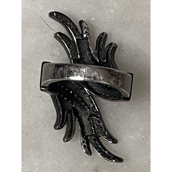 Real Diamond Sterling Silver .925 Ring Size 7 Feather Shape - Picture 9 of 14